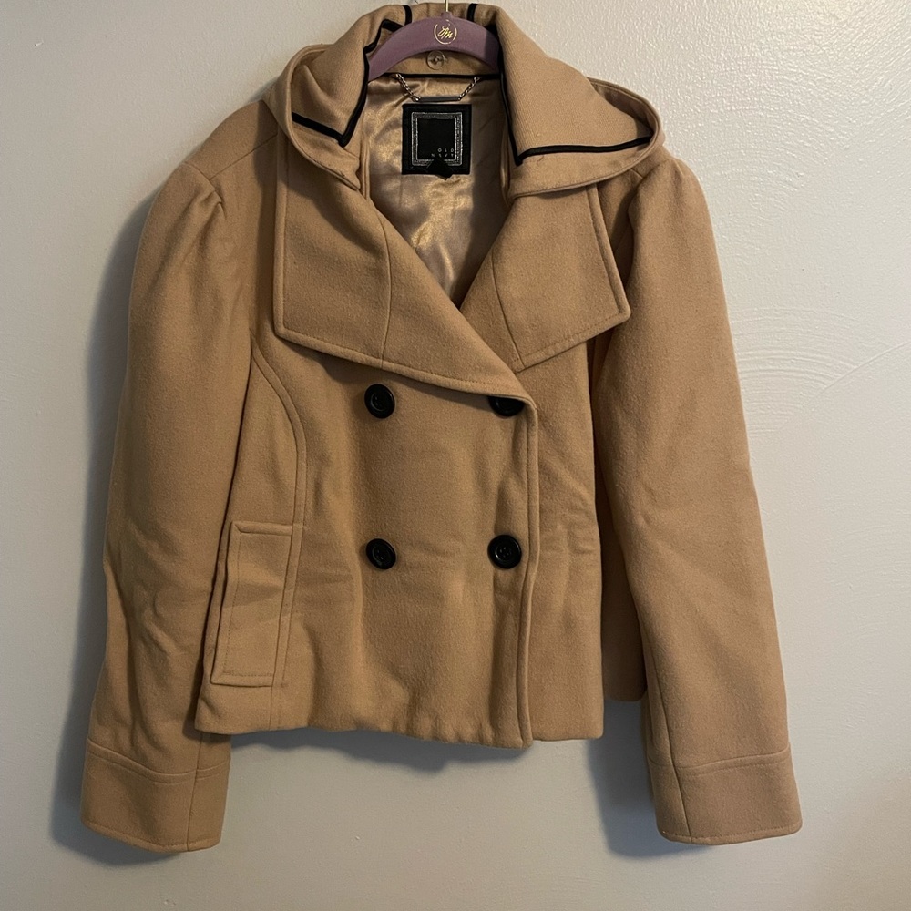 Beige wool blend pea coat from Old Navy